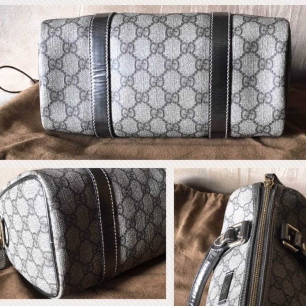 Authenticated Gucci Gray and Black Monogram Bag with dust bag - Picture 3 of 11
